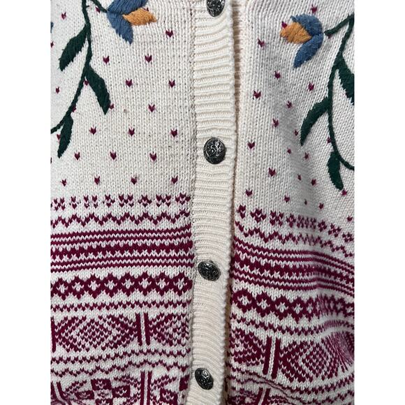 Charter Club Womens VTG Hand Embroidered Floral Fair Isle Sweater Vest Sz M - Picture 2 of 9